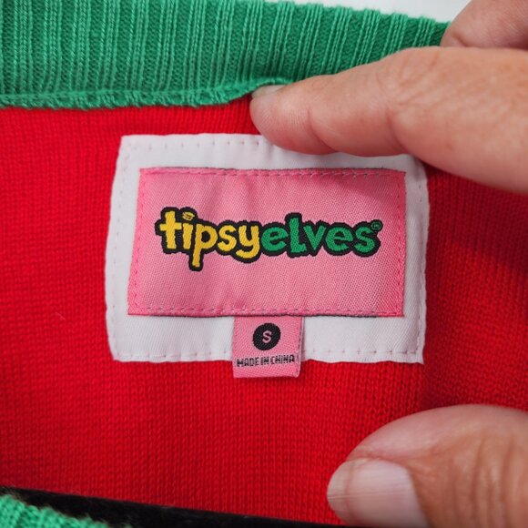 TIPSY ELVES Meowy Cat Ugly Christmas Sweater Small NWT - Picture 9 of 9